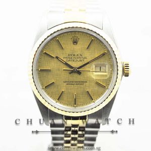 Rolex Vintage Gents DateJust 36mm 16013 Champagne Netted Baton - Discontinued
