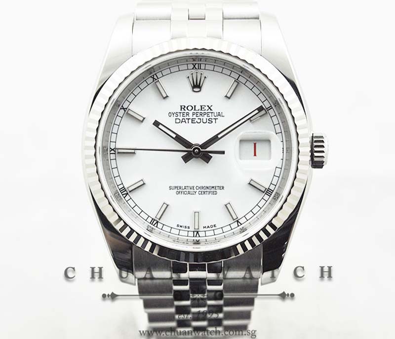 Rolex Gents DateJust 36mm 116234 White Baton