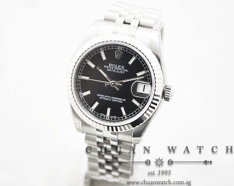Rolex Boys DateJust 31mm 178274 Black Baton Index - Image 2
