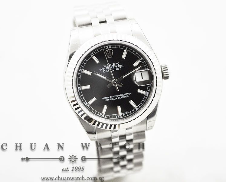 Rolex Boys DateJust 31mm 178274 Black Baton Index - Image 3