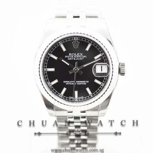 Rolex Boys DateJust 31mm 178274 Black Baton Index