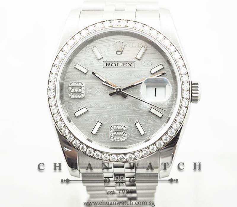 Rolex Gents DateJust 36mm 116244 Rhodium Waves 6.9. Diamonds