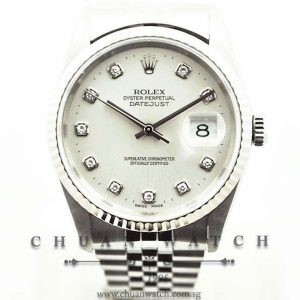 Rolex Gents DateJust 36mm 16234 Silver Sunburst Diamonds - Discontinued
