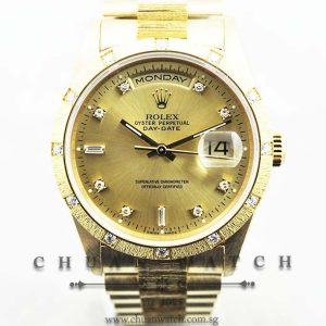Rolex Day-Date President Bark 36mm 18308 Champagne Sunburst Diamonds - Discontinued