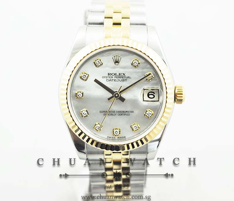 Rolex Boys DateJust 31mm 178273 White MOP Diamonds