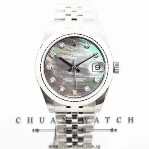 Rolex Boys DateJust 31mm 178274 Black MOP Diamonds