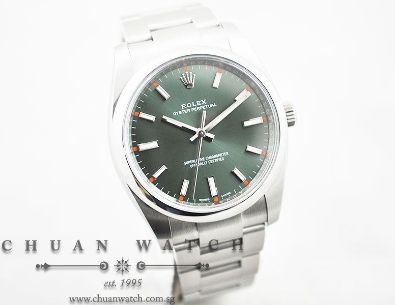 Rolex Gents Oyster Perpetual 34mm 114200 Olive Green Sunburst - Image 3