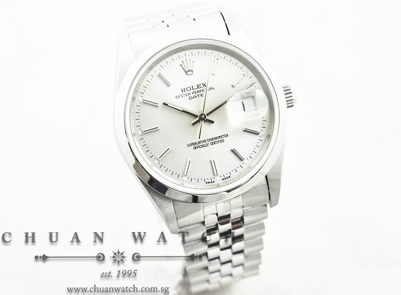 Rolex Oyster Perpetual Date 34mm 15200 Silver Sunburst Baton - Discontinued - Image 3