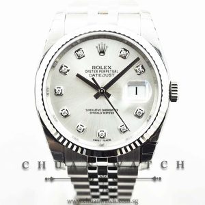 Rolex Gents DateJust 36mm 116234 Silver Sunburst Diamonds