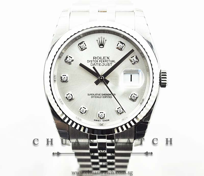 Rolex Gents DateJust 36mm 116234 Silver Sunburst Diamonds