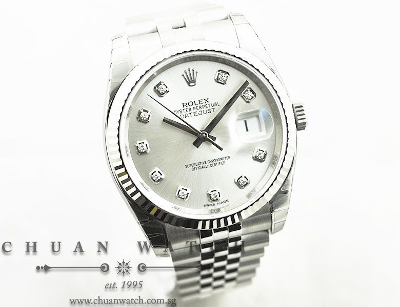 Rolex Gents DateJust 36mm 116234 Silver Sunburst Diamonds - Image 3