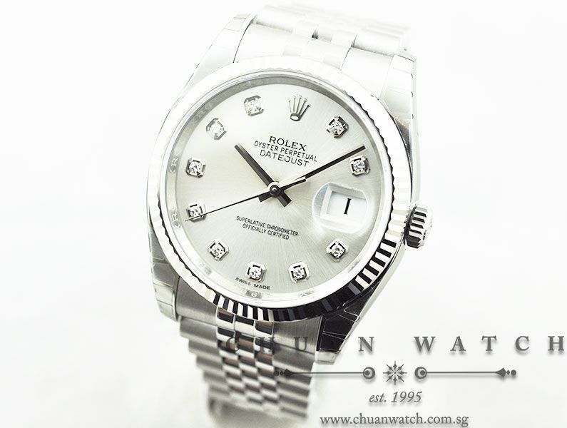 Rolex Gents DateJust 36mm 116234 Silver Sunburst Diamonds - Image 2