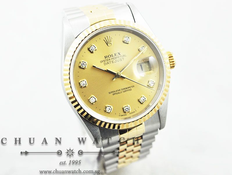 Rolex Gents DateJust 36mm 16233 Champagne Sunburst Diamonds - Discontinued - Image 3