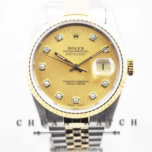 Rolex Gents DateJust 36mm 16233 Champagne Sunburst Diamonds - Discontinued