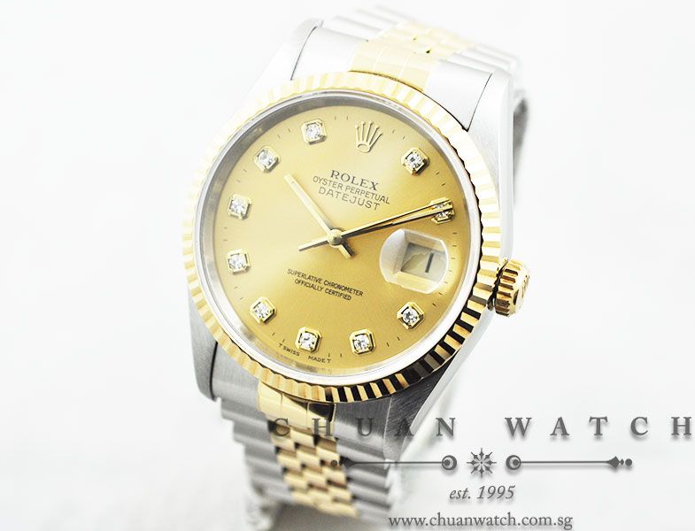 Rolex Gents DateJust 36mm 16233 Champagne Sunburst Diamonds - Discontinued - Image 2