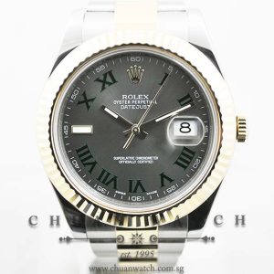 Rolex DateJust II 116333 Grey Sunburst Green Roman