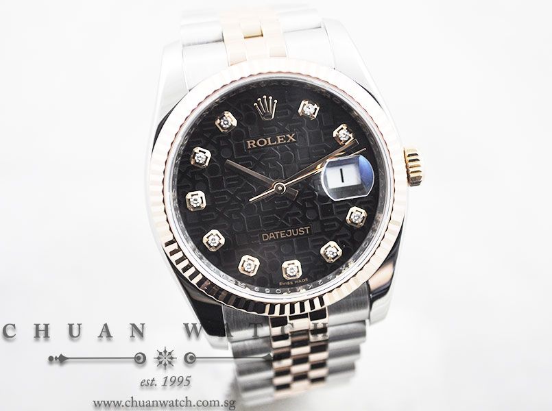 Rolex Gents DateJust 36mm 116231 Black Jubilee Diamonds - Image 3