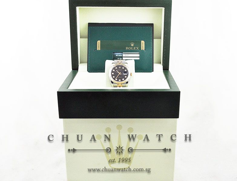 Rolex Gents DateJust 36mm 116231 Black Jubilee Diamonds - Image 5