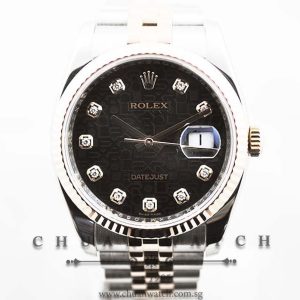 Rolex Gents DateJust 36mm 116231 Black Jubilee Diamonds
