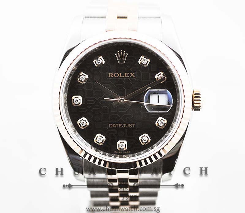 Rolex Gents DateJust 36mm 116231 Black Jubilee Diamonds