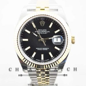 Rolex Gents DateJust 41 126333 Black Baton