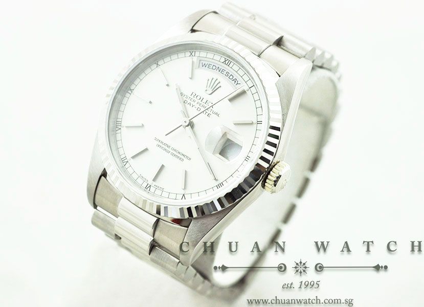 Rolex Day-Date President 36mm 18239 Silver Sunburst Baton - Discontinued - Image 2