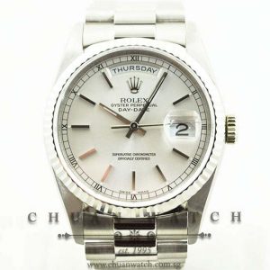 Rolex Day-Date President 36mm 18239 Silver Sunburst Baton - Discontinued