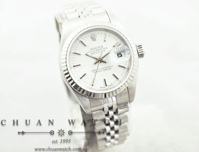 Rolex Ladies DateJust 26mm 79174 Silver Tapestry Baton - Discontinued - Image 3