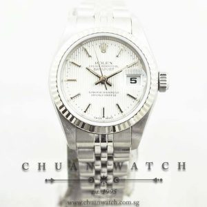 Rolex Ladies DateJust 26mm 79174 Silver Tapestry Baton - Discontinued
