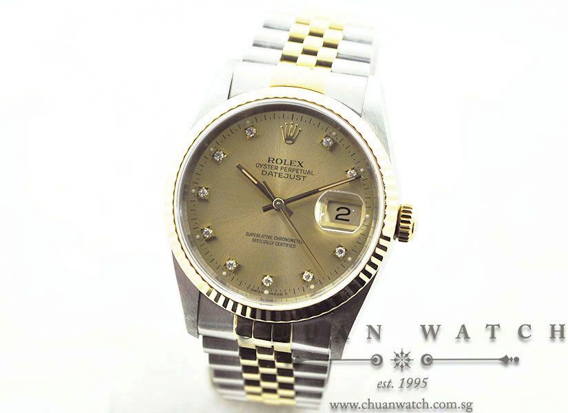 Rolex Gents DateJust 36mm 16233 Champagne Sunburst Diamonds - Discontinued - Image 2