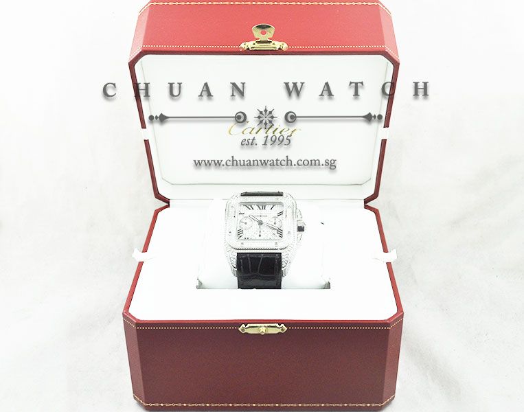 Cartier Santos 100 XL Chronograph Pave-Set Diamonds W20090X8 - Discontinued - Image 5