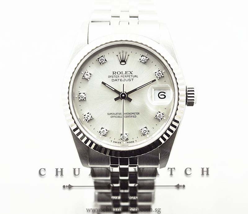 Rolex Boys DateJust 31mm 68274 Silver Sunburst Diamonds - Discontinued