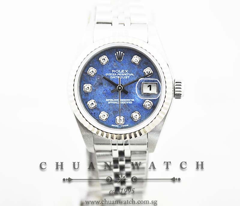 Rolex Ladies DateJust 26mm 79174 Blue Solidate Diamonds - Discontinued