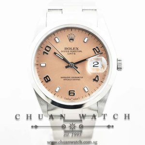 Rolex Gents Oyster Perpetual Date 34mm 15200 Salmon Sunburst Arabic Baton - Discontinued