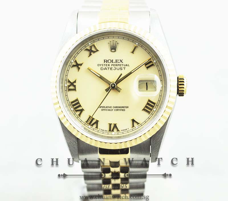 Rolex Gents DateJust 36mm 16233 Ivory Roman - Discontinued
