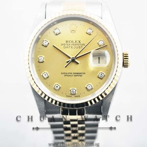 Rolex Gents DateJust 36mm 16233 Champagne Sunburst Diamonds - Discontinued
