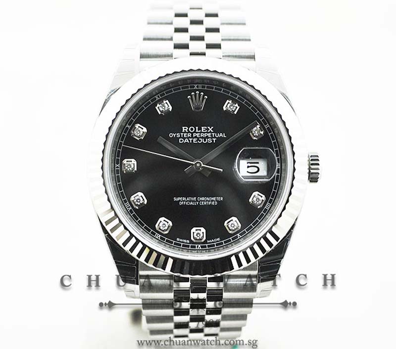 Rolex DateJust 41 126334 Black Sunburst Diamonds