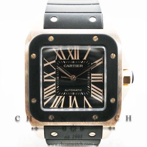 Cartier Santos 100 XL Rose Gold Rubber W20124U2
