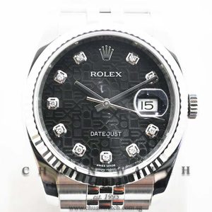Rolex Gents DateJust 36mm 116234 Black Jubilee Diamonds