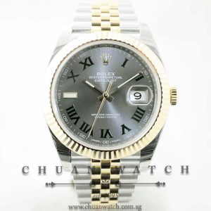 Rolex DateJust 41 126333 Rhodium Sunburst Green Painted Roman