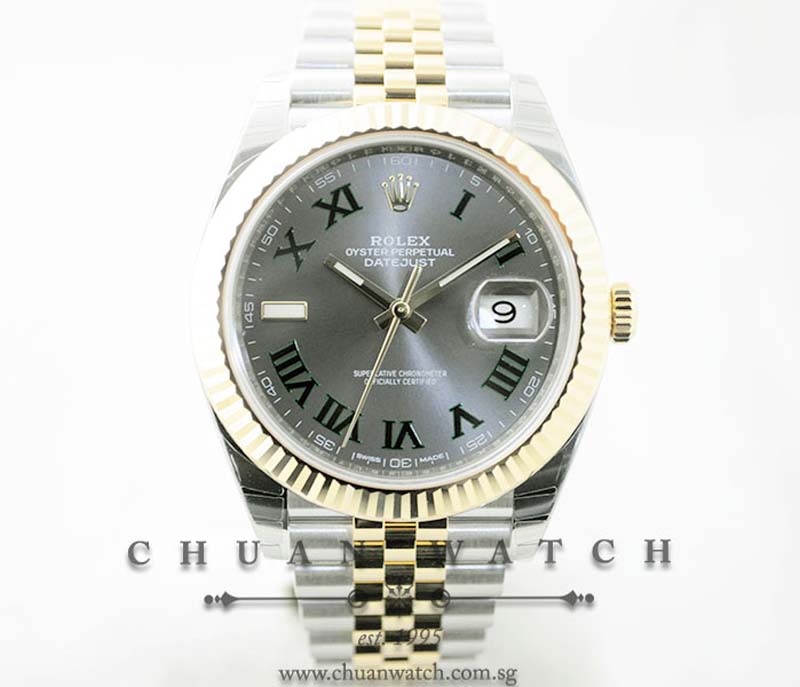 Rolex DateJust 41 126333 Rhodium Sunburst Green Painted Roman