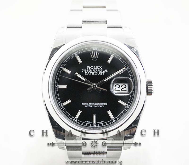 Rolex Gents DateJust 36mm 116200 Black Baton