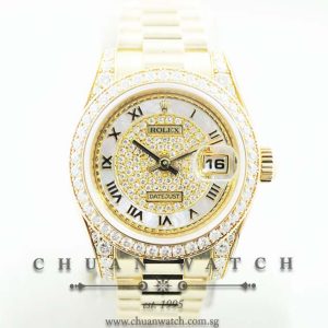 Rolex Ladies DateJust President 26mm 179158 White MOP Roman Paved - Discontinued