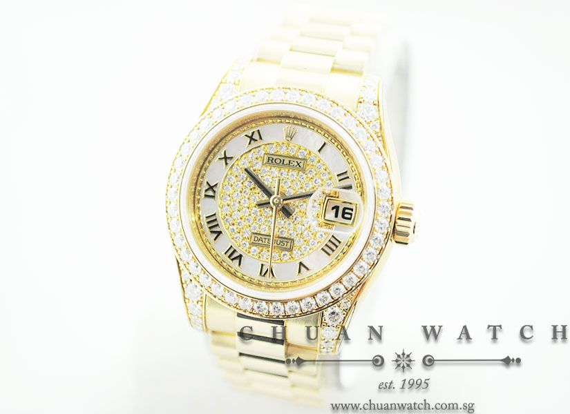 Rolex Ladies DateJust President 26mm 179158 White MOP Roman Paved - Discontinued - Image 2