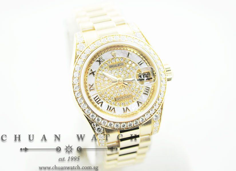 Rolex Ladies DateJust President 26mm 179158 White MOP Roman Paved - Discontinued - Image 3