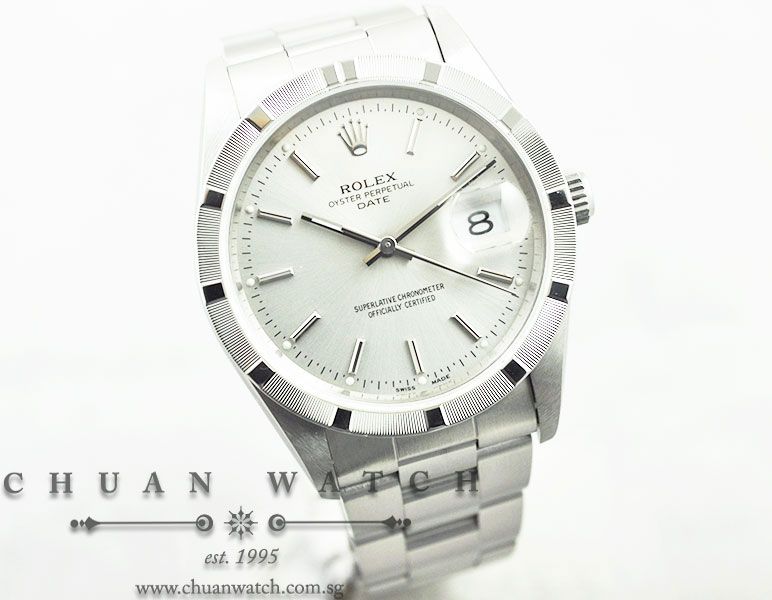 Rolex Oyster Perpetual Date 34mm 15210 Silver Sunburst Baton - Discontinued - Image 3