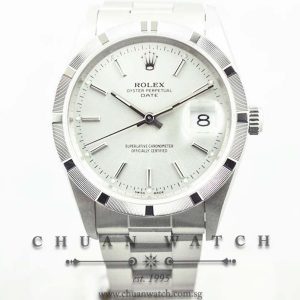 Rolex Oyster Perpetual Date 34mm 15210 Silver Sunburst Baton - Discontinued