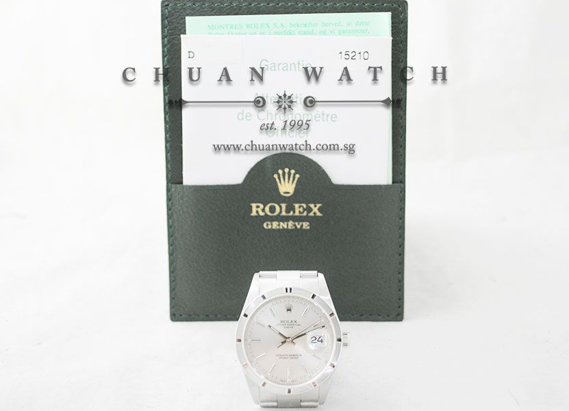 Rolex Oyster Perpetual Date 34mm 15210 Silver Sunburst Baton - Discontinued - Image 5