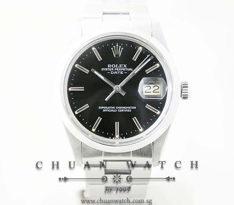 Rolex Vintage Oyster Perpetual Date 34mm 15000 Black Baton - Discontinued
