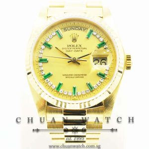 Rolex Day-Date President 36mm 18038 Champagne Emerald Diamonds - Discontinued